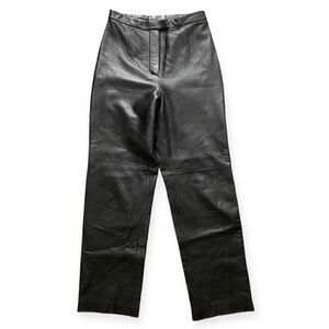 JLC New York Black Soft Leather Pants Size 8 Unhemmed 000214